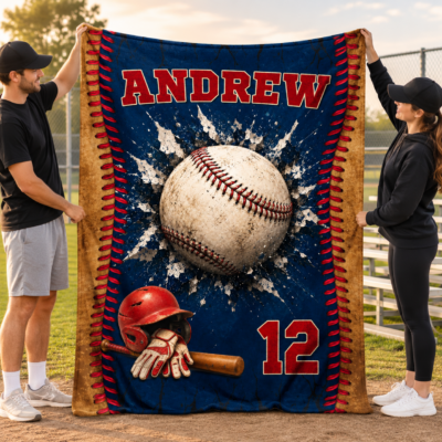 Personalized Baseball Blanket, Senior Night Baseball Blanket, Baseball Player Gift, Baseball Team Gift For Son