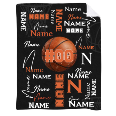 Personalized Basketball Blanket with Name, Senior Night Basketball Gift, Basketball Player Blanket, End of Season Team Gift