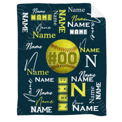 Personalized Softball Blanket with Name, Senior Night Softball Gift, Softball Player Blanket, Softball End Of Season Gifts