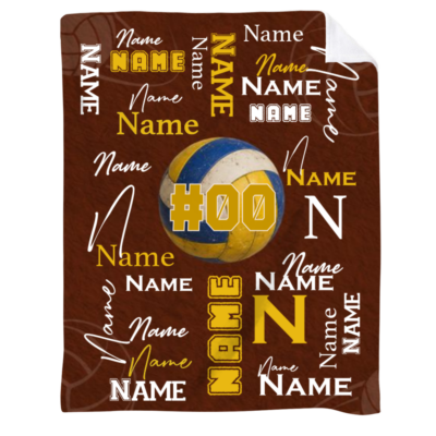 Personalized Volleyball Blanket with Name, Senior Night Volleyball Gift, Volleyball Player Blanket, Volleyball End of Season Gifts