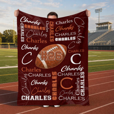 Personalized Football Blanket with Name, Senior Night Football Gift, Football Player Blanket, End Of Season Football Gifts