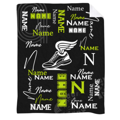 Personalized Running Blanket with Name, Track and Field Senior Night Gift, Cross Country Blanket, Marathon Runner Gift
