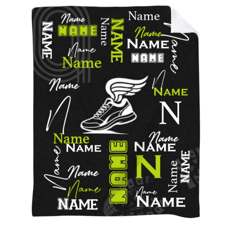 Personalized Running Blanket with Name, Track and Field Senior Night Gift, Cross Country Blanket, Marathon Runner Gift