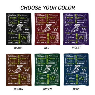 Personalized Running Blanket with Name, Track and Field Senior Night Gift, Cross Country Blanket, Marathon Runner Gift