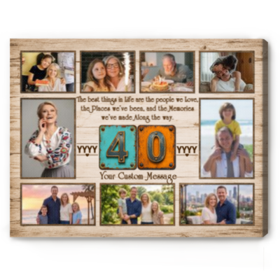 Personalized 40th Birthday Photo Collage Canvas, 40th Birthday Gift for Her Him, Presents For Turning Forty, 40th Birthday Milestone Gift