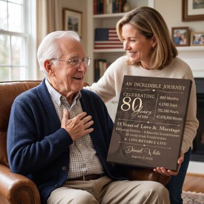 Personalized 80th Birthday Canvas, Meaningful 80th Birthday Gift, Gifts for 80 Year Olds, 80 Years of Love Gift for Grandparents