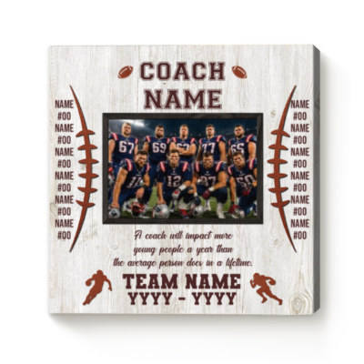 Personalized Football Coach Photo Canvas, End of Season Football Coach Gift, Football Coach Gift from Team