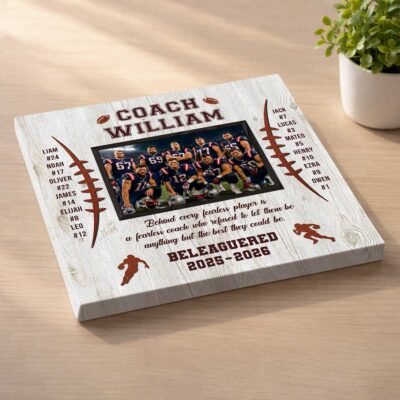 Personalized Football Coach Photo Canvas, End of Season Football Coach Gift, Football Coach Gift from Team