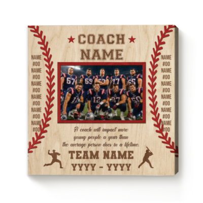 Personalized Baseball Coach Photo Canvas, End of Season Baseball Coach Gift, Baseball Coach Gift from Team, Thank You Coach Gift