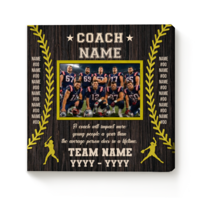 Personalized Softball Coach Photo Canvas, End of Season Softball Coach Gift, Softball Coach Gift from Team, Thank You Softball Coach Gift