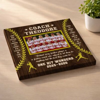 Personalized Softball Coach Photo Canvas, End of Season Softball Coach Gift, Softball Coach Gift from Team, Thank You Softball Coach Gift