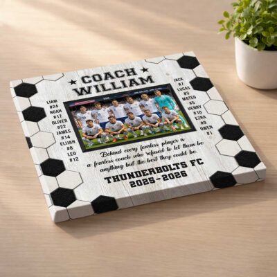 Personalized Soccer Coach Photo Canvas, End of Season Soccer Coach Gift, Soccer Coach Gift from Team, Thank You Soccer Coach Gift