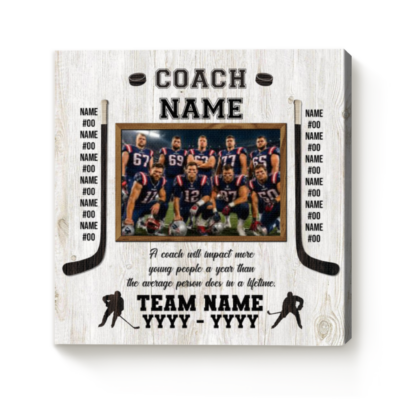 Personalized Hockey Coach Photo Canvas, End of Season Hockey Coach Gift, Hockey Coach Gift from Team, Thank You Hockey Coach Gift