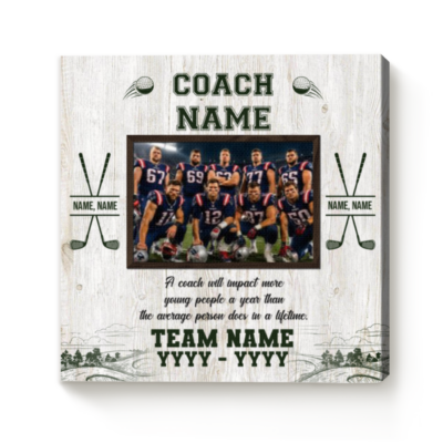 Personalized Golf Coach Photo Canvas, End of Season Golf Coach Gift, Golf Coach Gift from Team, Thank You Golf Coach Gift