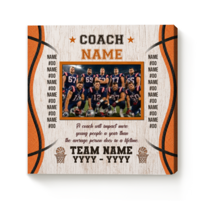 Personalized Basketball Coach Photo Canvas, End of Season Basketball Coach Gift, Basketball Coach Gift from Team, Thank You Coach Gift