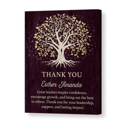Personalized Boss Thank You Canvas - Boss Day Gift featuring a tree of life design, custom boss name, and appreciation message, a meaningful thank you gift for a manager, supervisor, or inspirational leader.