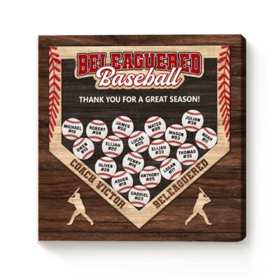 Personalized Baseball Team Canvas, End of Season Baseball Coach Gift, Baseball Coach Appreciation Gift, Thank You Gift from Team