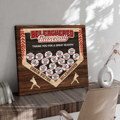 Benicee Shop 265 Personalized Baseball Team Canvas, End of Season Baseball Coach Gift, Baseball Coach Appreciation Gift, Thank You Gift from Team