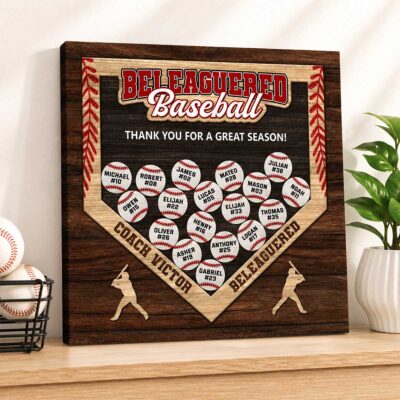 Personalized Baseball Team Canvas, End of Season Baseball Coach Gift, Baseball Coach Appreciation Gift, Thank You Gift from Team