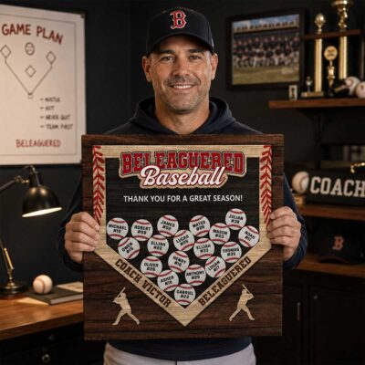 Personalized Baseball Team Canvas, End of Season Baseball Coach Gift, Baseball Coach Appreciation Gift, Thank You Gift from Team