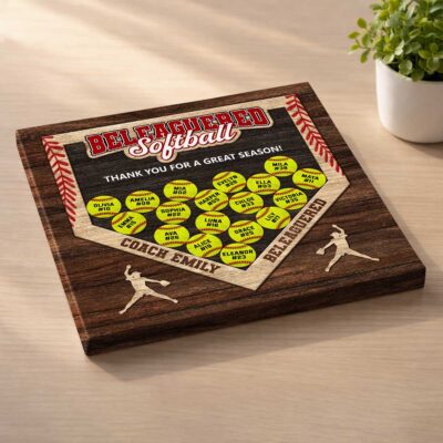 Personalized Softball Team Canvas, End of Season Softball Coach Gift, Softball Coach Appreciation Gift, Thank You Gift from Team