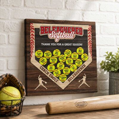 Personalized Softball Team Canvas, End of Season Softball Coach Gift, Softball Coach Appreciation Gift, Thank You Gift from Team