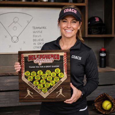 Personalized Softball Team Canvas, End of Season Softball Coach Gift, Softball Coach Appreciation Gift, Thank You Gift from Team