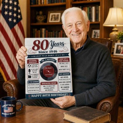 Benicee Shop 270 Personalized 80th Birthday Facts Canvas, Back in 1946 Gift, Vintage 80th Birthday Gift, Year You Were Born Print