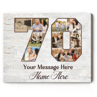 70th Birthday Photo Collage Canvas, Personalized 70th Birthday Gift, 70 Year Old Birthday Gift, Birthday Gift for Grandma Grandpa