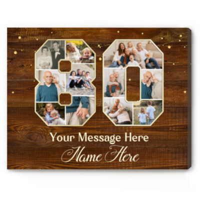 80th Birthday Photo Collage Canvas, Personalized 80th Birthday Gift, 80 Year Old Birthday Gift, Birthday Gift for Grandma Grandpa
