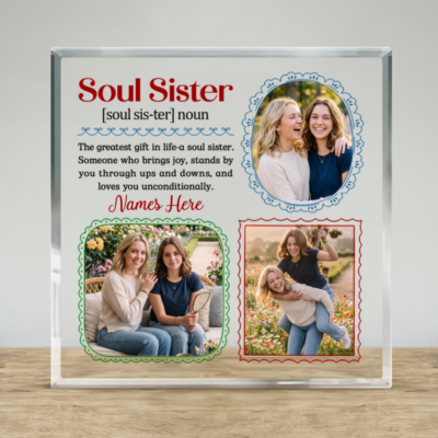 Personalized Soul Sister Acrylic Plaque, Best Friend Gift for Women, Friendship Keepsake Gift