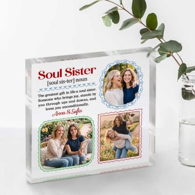 Personalized Soul Sister Acrylic Plaque, Best Friend Gift for Women, Friendship Keepsake Gift