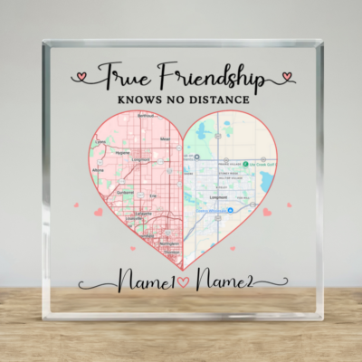 Personalized Long Distance Best Friend Plaque, Friendship Map Gift, Going Away Gift for Best Friend