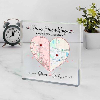 Personalized Long Distance Best Friend Plaque, Friendship Map Gift, Going Away Gift for Best Friend