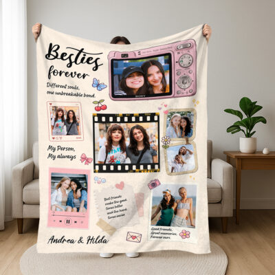 Personalized Best Friend Photo Blanket, Bestie Forever Gift, Friendship Blanket, Gifts for Female Best Friend