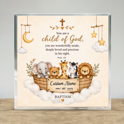 Custom Name Christening Gifts For Baby, Baby Baptism Acrylic Plaque, Christian Baby Room Decor, Baptism Gift for Boy & Girl