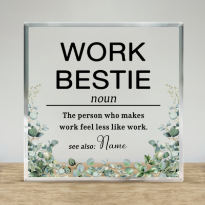Personalized Work Bestie Acrylic Plaque, Coworker Appreciation Gift, Office Best Friend Gift, Colleague Thank You Gift
