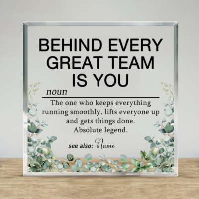 Personalized Team Appreciation Acrylic Plaque, Employee Appreciation Gift, Coworker Thank You Gift, Office Desk Decor