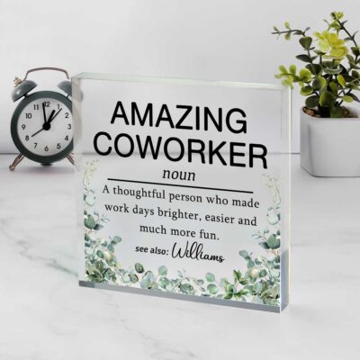 Personalized Coworker Gift, Employee Appreciation Acrylic Plaque, Office Colleague Gift, Thank You Coworker Gift