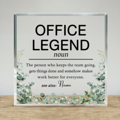 Personalized Office Legend Acrylic Plaque, Employee Appreciation Gift, Coworker Recognition Gift, Office Desk Decor
