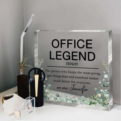 Personalized Office Legend Acrylic Plaque, Employee Appreciation Gift, Coworker Recognition Gift, Office Desk Decor