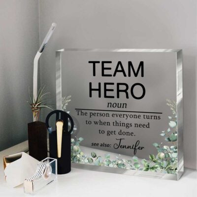 Personalized Team Hero Plaque, Team Appreciation Gift, Colleague Gift, Employee Appreciation Gift, Team Member Thank You Gift