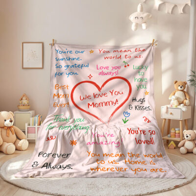 Personalized Actual Handwriting Notes Blanket, Custom Handwritten Blanket, Message Blanket, Meaningful Gift For Mom Grandma