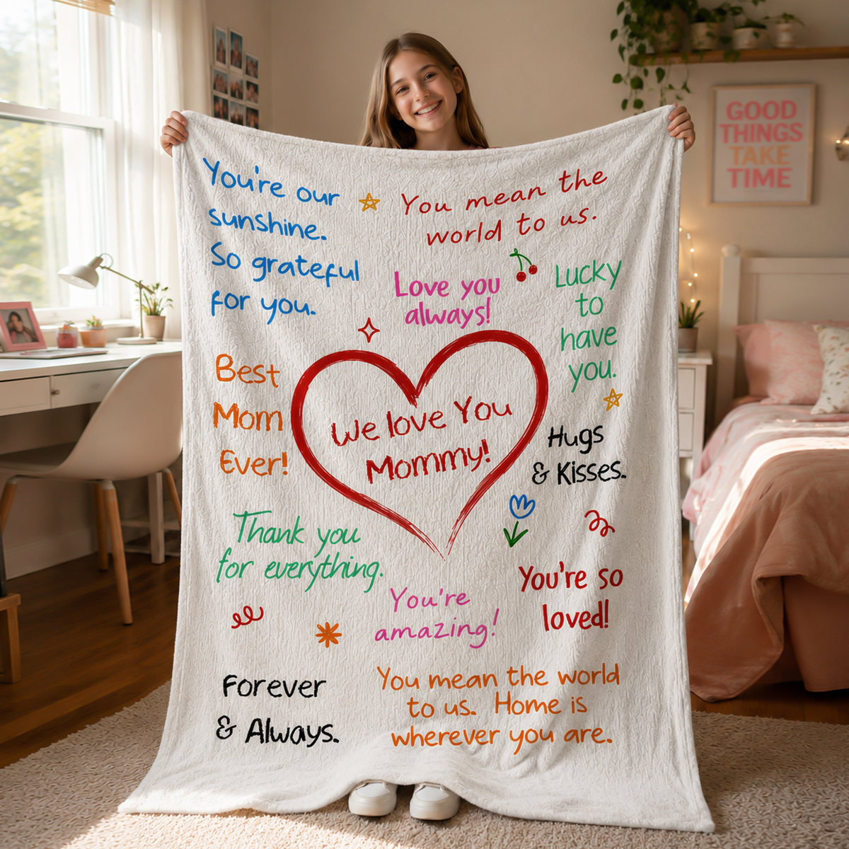 Personalized Actual Handwriting Notes Blanket, Custom Handwritten Blanket, Message Blanket, Meaningful Gift For Mom Grandma
