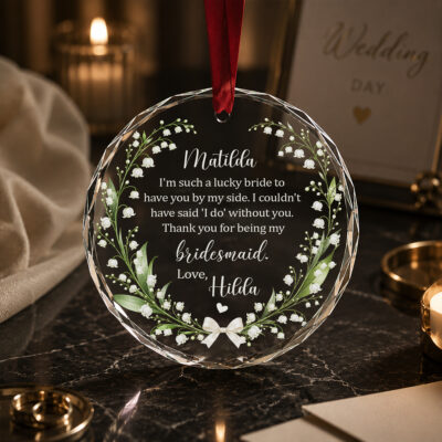 Personalized Bridesmaid Ornament, Bridesmaid Thank You Gift, Wedding Keepsake, Bridal Party Gift, Maid of Honor Gift