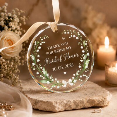 Personalized Maid of Honor Ornament, Maid of Honor Thank You Gift, Wedding Keepsake, Bridal Party Gift