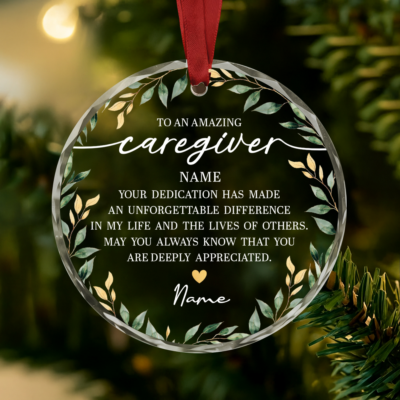 Personalized Caregiver Appreciation Ornament, Thank You Caregiver Gift, Caregiver Christmas Ornament, Caregiver Keepsake