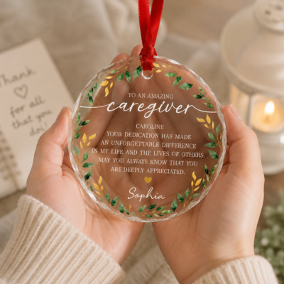 Personalized Caregiver Appreciation Ornament, Thank You Caregiver Gift, Caregiver Christmas Ornament, Caregiver Keepsake