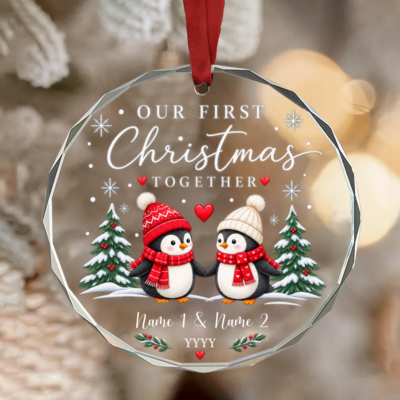 Personalized Our First Christmas Together Ornament, Penguin Couple Christmas Ornament, First Christmas Gift for Couples, Couple Keepsake