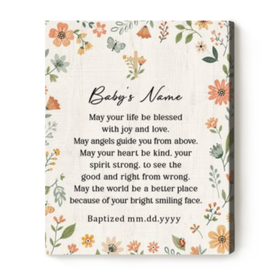 Personalized Baptism Canvas, Baptism Gift for Girl, Baptism Christening Gifts, Goddaughter Gift